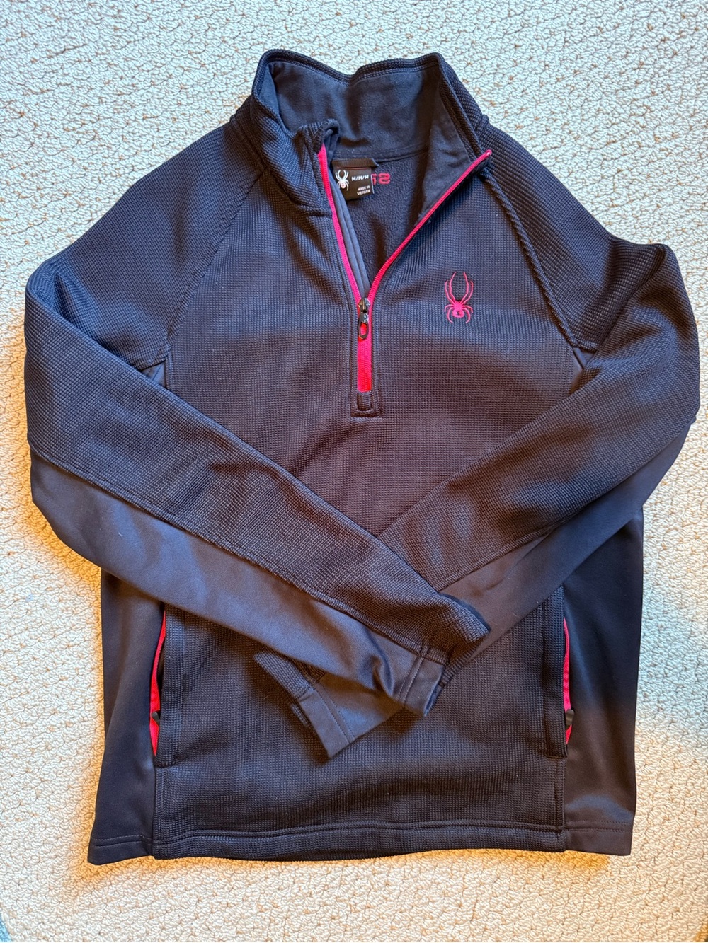 Spyder Men's Black Half-Zip Sweater with Red Trim